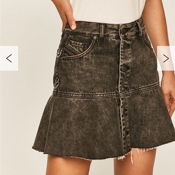 Diesel NWT Mini 5 Pocket Black Denim Skirt De-Bethy Pleated Skirt Size 25 - Picture 7 of 10